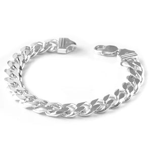 10mm Men's Sterling Silver Curb Bracelet