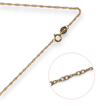 18ct Gold Plated Singapore Chain 1.2mm, 925 Sterling Silver
