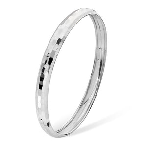 Sterling Silver 7mm Hammered Style Bangle Bracelet