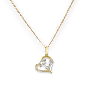 9ct Gold A Mothers Love Pendant Necklace with Cubic Zircona's