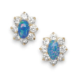 9ct Gold Blue Opal Flower Stud Earrings