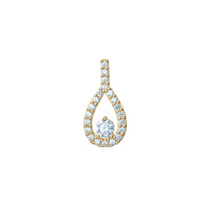 9ct Gold Cubic Zirconia Oval Drop Pendant Necklace