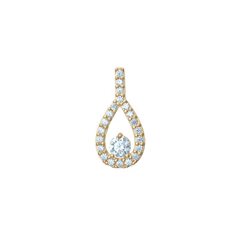 9ct Gold Cubic Zirconia Oval Drop Pendant Necklace