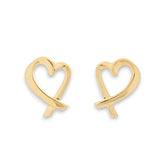 9ct Gold Ribbon Heart Stud Earrings