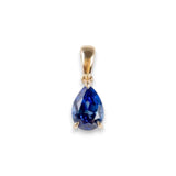 9ct Gold Sapphire Cubic Zirconia Pear Drop Pendant Necklace