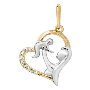 9ct Gold A Mothers Love Pendant Necklace with Cubic Zircona's