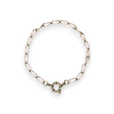 Enamel and Gold Plated Paperclip Chain Bracelet with Sailors Clasp