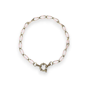 Enamel and Gold Plated Paperclip Chain Bracelet with Sailors Clasp