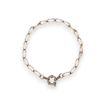 Enamel and Gold Plated Paperclip Chain Bracelet with Sailors Clasp