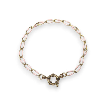 Enamel and Gold Plated Paperclip Chain Bracelet with Sailors Clasp