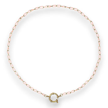 Urban Pizazz Handmade Jewellery - Enamel and Gold Plated Paperclip Chain Necklace with Sailors Clasp