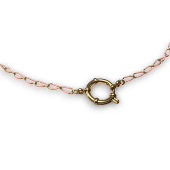 Urban Pizazz Handmade Jewellery - Enamel and Gold Plated Paperclip Chain Necklace with Sailors Clasp