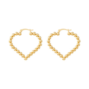Beaded Heart Hoop Earrings