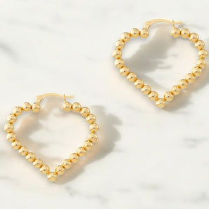 Beaded Heart Hoop Earrings