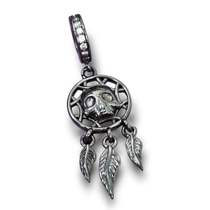 Black Skull Dream Catcher Charm 925 Sterling Silver