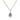 9ct Gold Necklace with Blue Topaz cubic zirconia Teardrop Pendant with halo of surrounding clear cubic zirconia