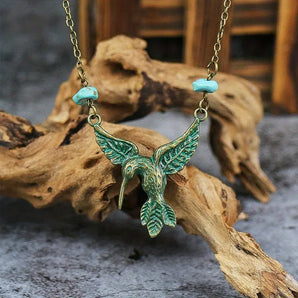 Vintage effect Hummingbird Chain Necklace