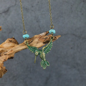 Vintage effect Hummingbird Chain Necklace