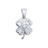 Sterling Silver and Cubic Zirconia Clover Pendant Necklace