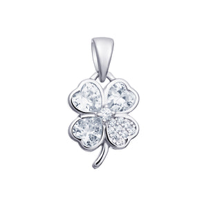Sterling Silver and Cubic Zirconia Clover Pendant Necklace