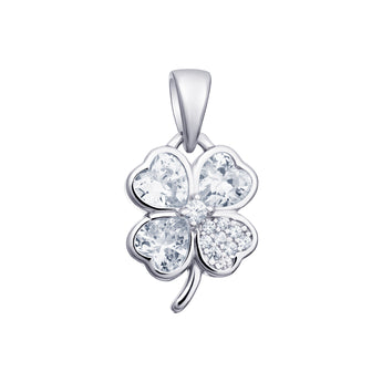 Sterling Silver and Cubic Zirconia Clover Pendant Necklace