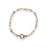 Enamel and Gold Plated Paperclip Chain Bracelet with Sailors Clasp