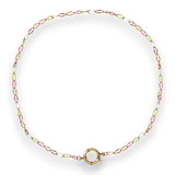 Urban Pizazz Handmade Jewellery - Enamel and Gold Plated Paperclip Chain Necklace with Sailors Clasp