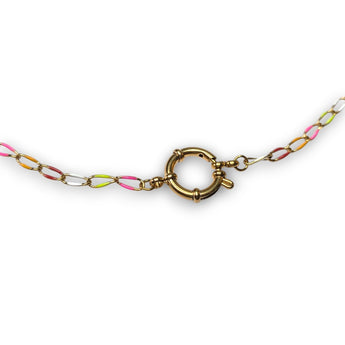 Urban Pizazz Handmade Jewellery - Enamel and Gold Plated Paperclip Chain Necklace with Sailors Clasp