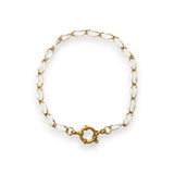 Enamel and Gold Plated Paperclip Chain Bracelet with Sailors Clasp