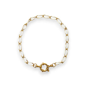 Enamel and Gold Plated Paperclip Chain Bracelet with Sailors Clasp