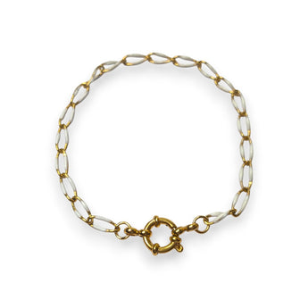 Enamel and Gold Plated Paperclip Chain Bracelet with Sailors Clasp