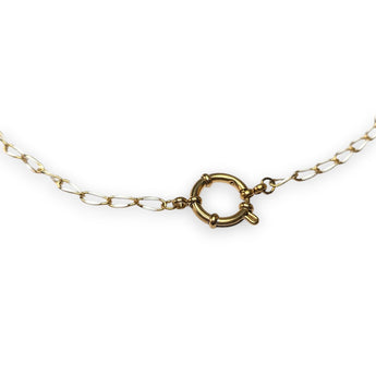 Urban Pizazz Handmade Jewellery - Enamel and Gold Plated Paperclip Chain Necklace with Sailors Clasp