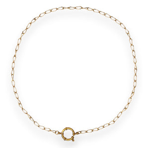 Urban Pizazz Handmade Jewellery - Enamel and Gold Plated Paperclip Chain Necklace with Sailors Clasp