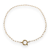 Urban Pizazz Handmade Jewellery - Enamel and Gold Plated Paperclip Chain Necklace with Sailors Clasp