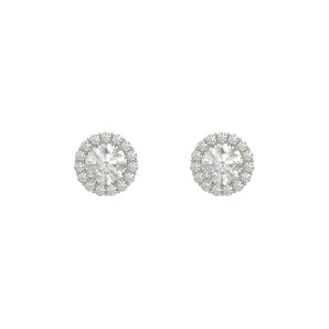 Round Cubic Zirconia Halo Stud Earrings 