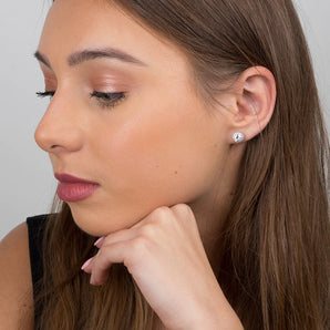 Round Cubic Zirconia Halo Stud Earrings 