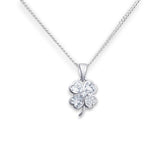 Sterling Silver and Cubic Zirconia Clover Pendant Necklace