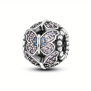 Cubic Zirconia Butterfly Bead Charm