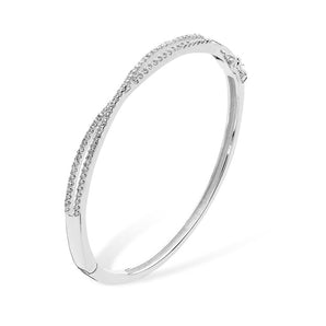 Sterling Silver and Cubic Zirconia Weave Bangle Bracelet