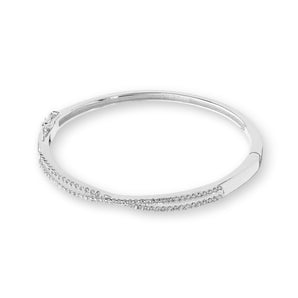 Sterling Silver and Cubic Zirconia Weave Bangle Bracelet