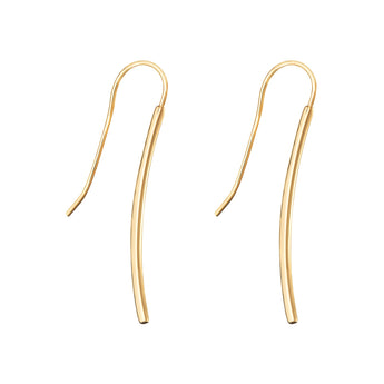 14ct Gold Plated Curved Hook Earrings, 925 Sterling Silver
