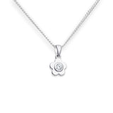 Sterling Silver and Cubic Zirconia Dainty Flower Pendant Necklace