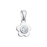 Sterling Silver and Cubic Zirconia Dainty Flower Pendant Necklace