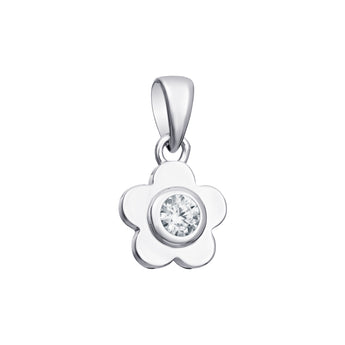 Sterling Silver and Cubic Zirconia Dainty Flower Pendant Necklace