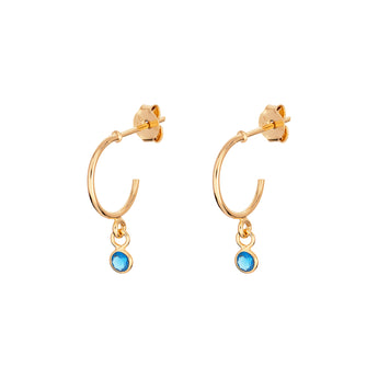 December Birthstone Hoop sterling silver Earrings