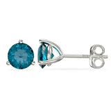 December Birthstone - Blue Topaz CZ Silver Stud Earrings