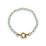 Enamel and Gold Plated Paperclip Chain Bracelet with Sailors Clasp