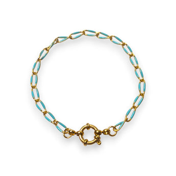Enamel and Gold Plated Paperclip Chain Bracelet with Sailors Clasp