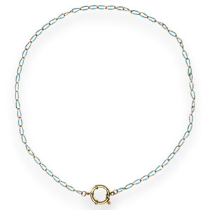 Urban Pizazz Handmade Jewellery - Enamel and Gold Plated Paperclip Chain Necklace with Sailors Clasp