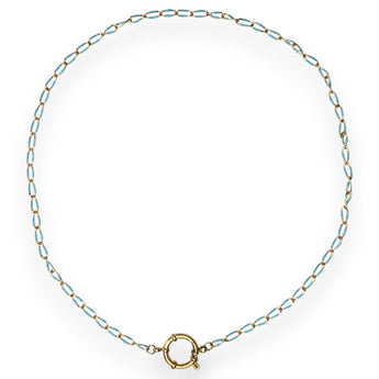 Urban Pizazz Handmade Jewellery - Enamel and Gold Plated Paperclip Chain Necklace with Sailors Clasp